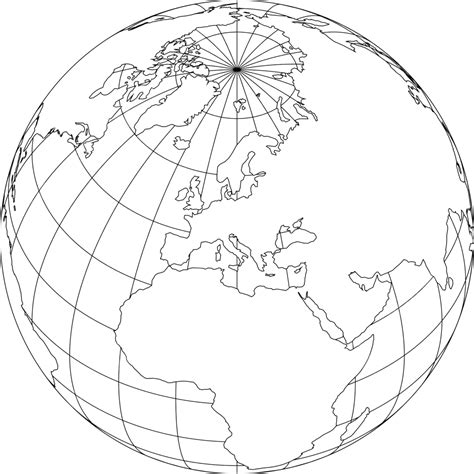 Illustration Of An Earth Globe With Its Outline And A World Map That Is Focused On Europe In ...