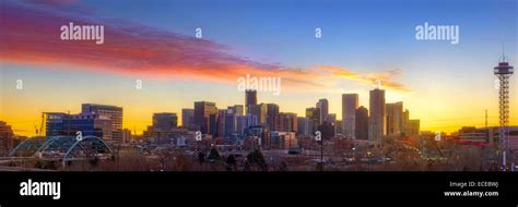 USA, Colorado, Denver, Downtown skyline at sunrise Stock Photo - Alamy