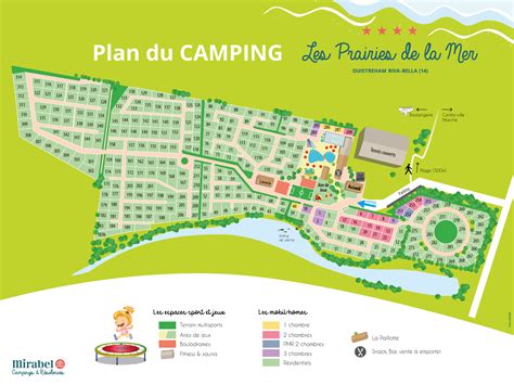 Map of the campsite Les Prairies de la Mer in Ouistreham