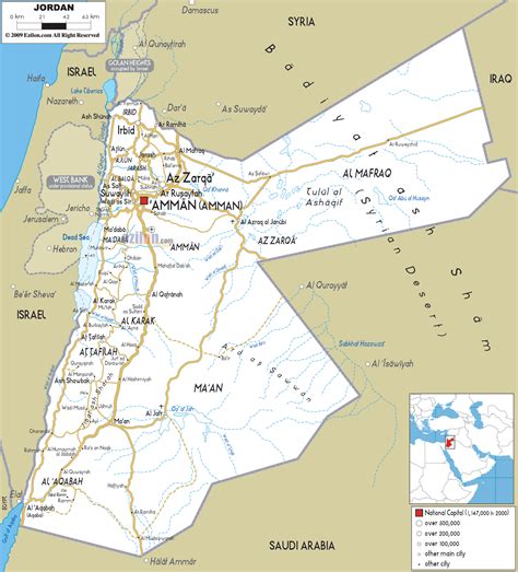 Detailed Clear Large Road Map of Jordan - Ezilon Maps