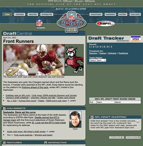 ESPN's 2001 draft site is still live : nfl