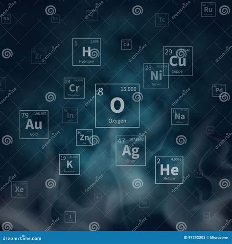 Scientific Vector Background with Chemical Elements Symbols and White Smoke Stock Vector ...