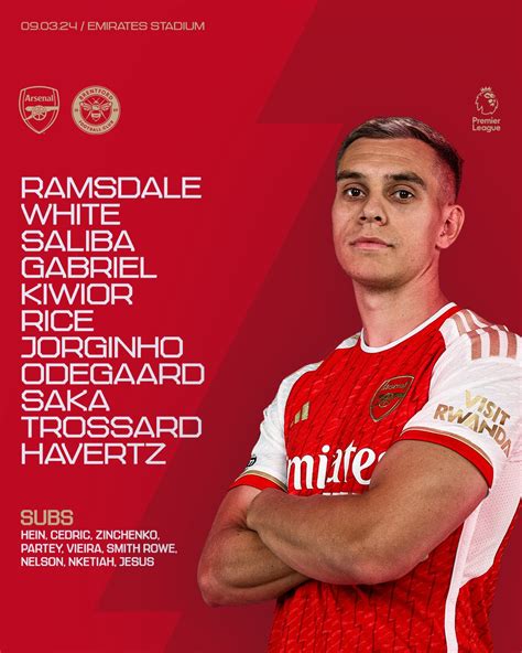 Arsenal release their official lineup to face Brentford today - Arsenal ...