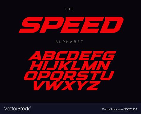 Speed letters set red race font italic bold Vector Image