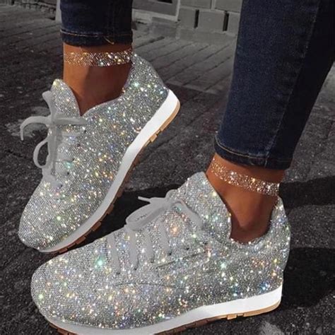 Women's Solid Color Sequined Sneakers – Fashionclubart | Sparkly shoes, Glitter shoes, Bling shoes