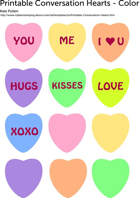 Free Printable Conversation Hearts for Valentine's Day