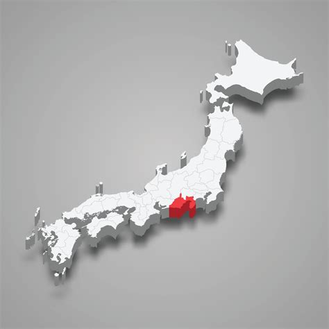 Shizuoka region location within Japan 3d map 22755585 Vector Art at Vecteezy