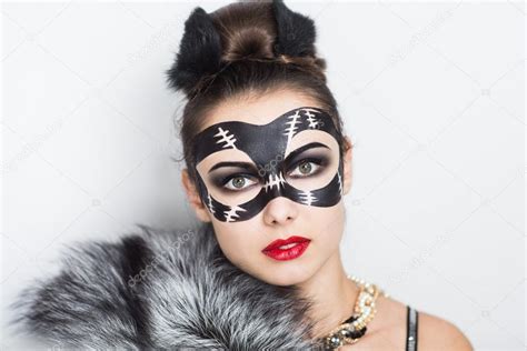 Cat woman mask — Stock Photo © OlgaOsa #87776462