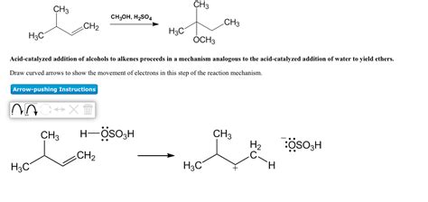 Solved Reaction of 2-methylpropene with CH,OH in the | Chegg.com