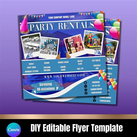 Party Rentals Flyer, Party Equipment Rental Advertising,event Rentals, Booking Flyer, Party ...