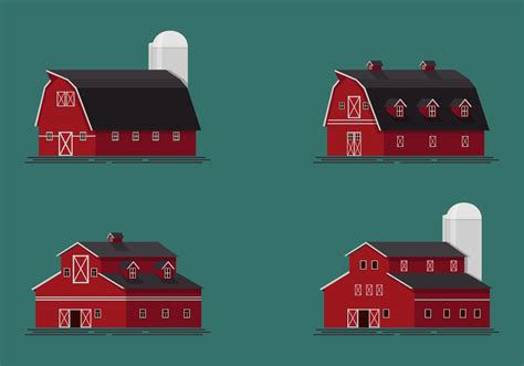 Set Of Red Barn Vector Illustration 157307 Vector Art at Vecteezy