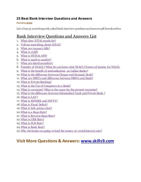 25 best bank interview questions and answers