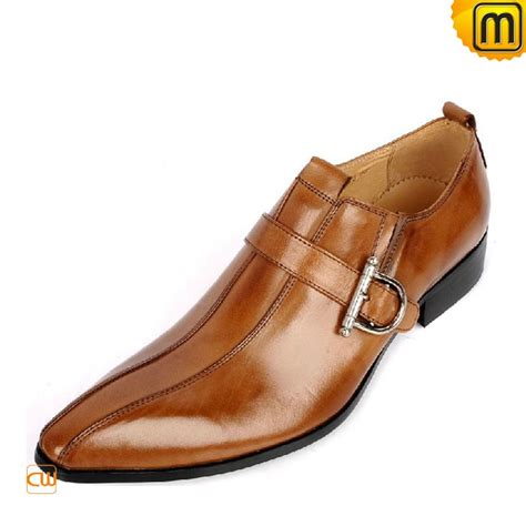 Mens Brown Italian Leather Dress Shoes CW763072