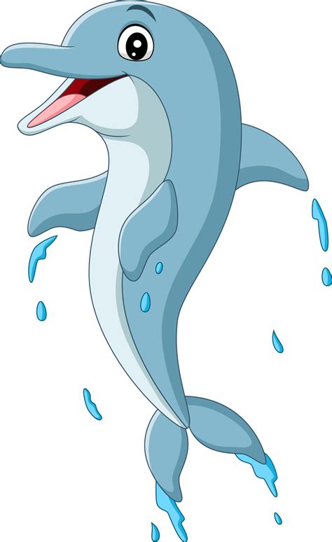 Cartoon happy blue dolphin jumping 6605443 Vector Art at Vecteezy