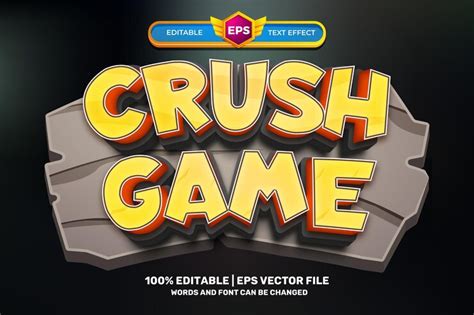 Premium Vector | Crush game logo template Bold 3D Editable text Effect ...