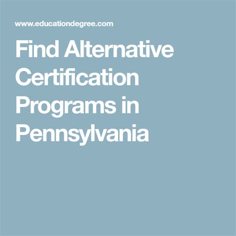 Find Alternative Certification Programs in Pennsylvania | Teacher ...