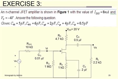 Solved EXERCISE 3:An n-channel JFET amplifier is shown in | Chegg.com