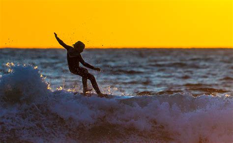 Sunset surfing