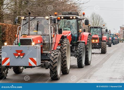 Demonstration by Angry Farmers with Rows of Tractors. Editorial Stock ...