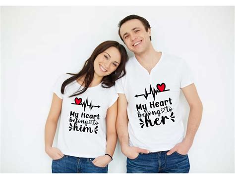 5 Matching Couple Svg T-Shirt Designs Bundle, Couple Quotes typography ...