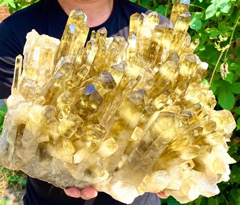 Large citrine crystal cluster natural golden big crystal | Etsy