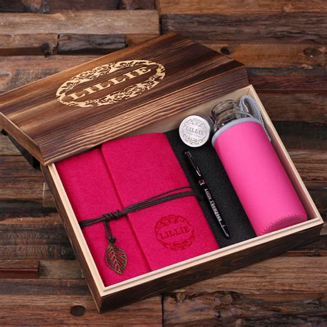 Pink Fuchsia Personalized Felt Journal, Pen & Water Bottle Gift Set - Teals Prairie & Co.®