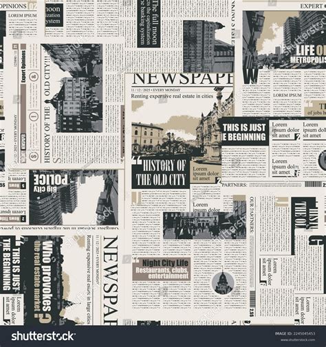 Seamless Pattern Collage Newspaper Magazine Clippings Stock Vector (Royalty Free) 2245045453 ...