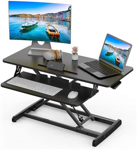 Buy Standing Desk Converter Adjustable Height Desk Riser, Sit Stand Desk Dual Monitor and Laptop ...