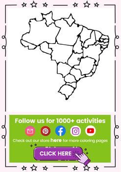 Brazil Map Coloring Pages For Kids by The Learning Apps | TPT