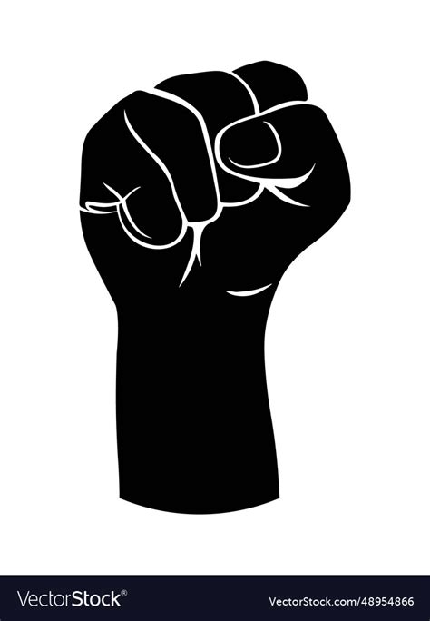 Black silhouette of a male rising fist on white Vector Image