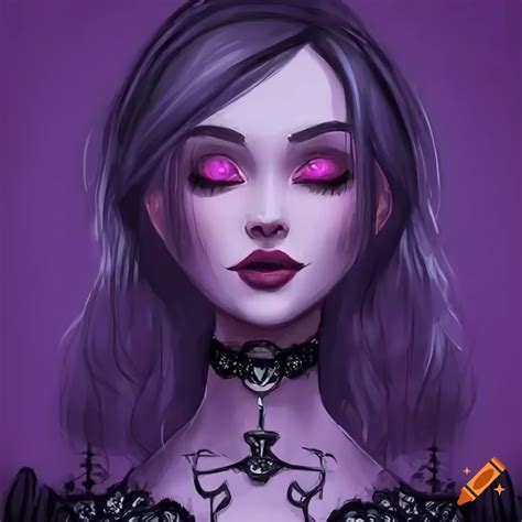 Illustration of a gothic girl with pink eyes on Craiyon