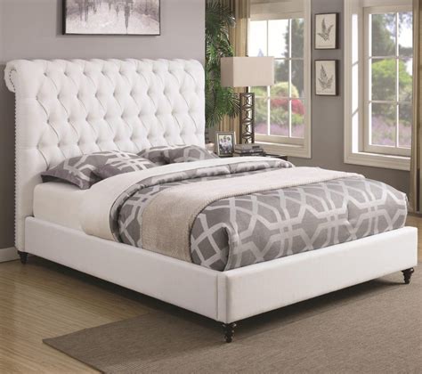 White Fabric Queen Bed Frame | Upholstered beds, Upholstered platform bed, Upholstered bed frame