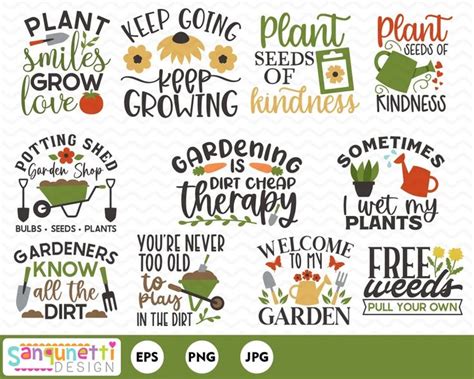 Gardening Clipart & SVG Bundle, Garden and Plant Quotes Digital ...