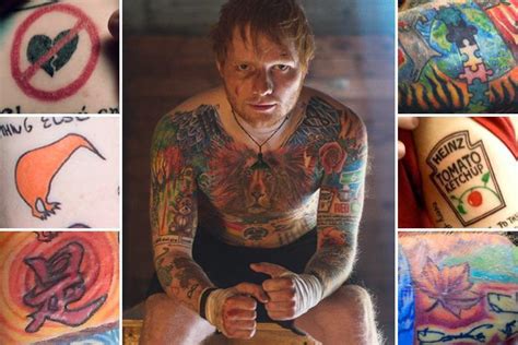 Ed Sheeran reveals the secrets behind his sixty colourful tattoos after going shirtless for new ...