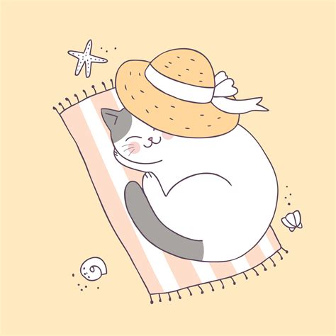 Cartoon cute summer cat sleeping vector. 546005 Vector Art at Vecteezy