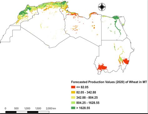 The 2020 predicted maize production in northern African countries ...