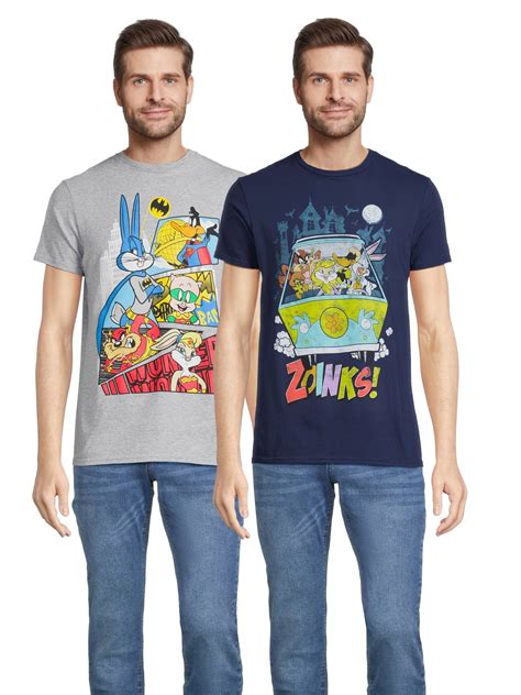 Warner Bros Men’s and Big Men’s Scooby Doo and Looney Tunes Graphic Tee, 2-Pack, Sizes S-3XL ...