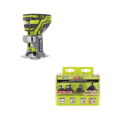 RYOBI 18-Volt ONE+ Cordless Fixed Base Trim Router with Decorative ...