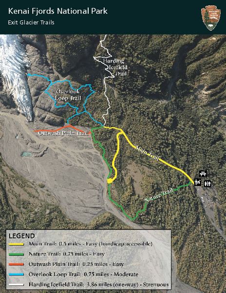 Kenai Fjords National Park Official Trail Map - Kenai Fjords National Park • mappery