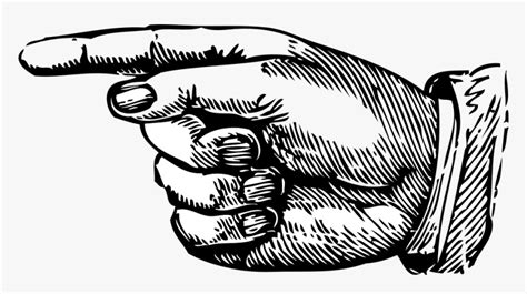 Hand, Point, Right, Left, Drawing, Gesture, Finger - Pointing Hand, HD Png Download - kindpng