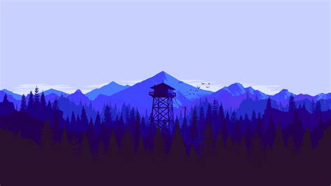 Free high resolution wallpaper Firewatch, Tower, Trees, Forest, Blue ...