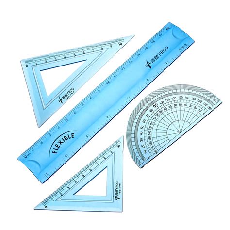 Math Set Flexible Rulers with 180 degree Protractor Triangle Rulers 7 inch Straight Ruler (4 ...