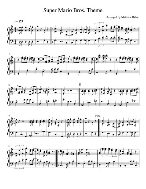 Super Mario Bros. Theme Sheet music for Piano | Download free in PDF or ...
