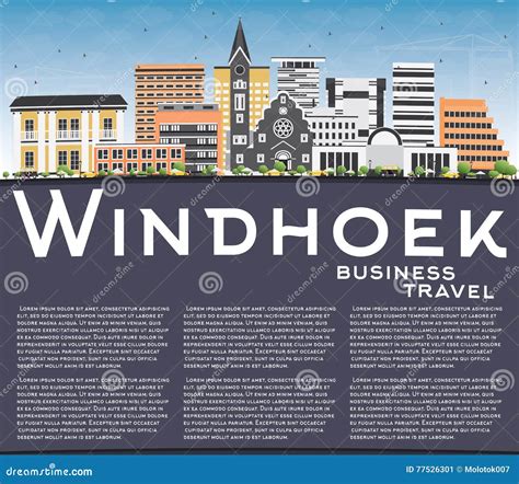 Windhoek Skyline with Color Buildings, Blue Sky and Copy Space. Stock ...