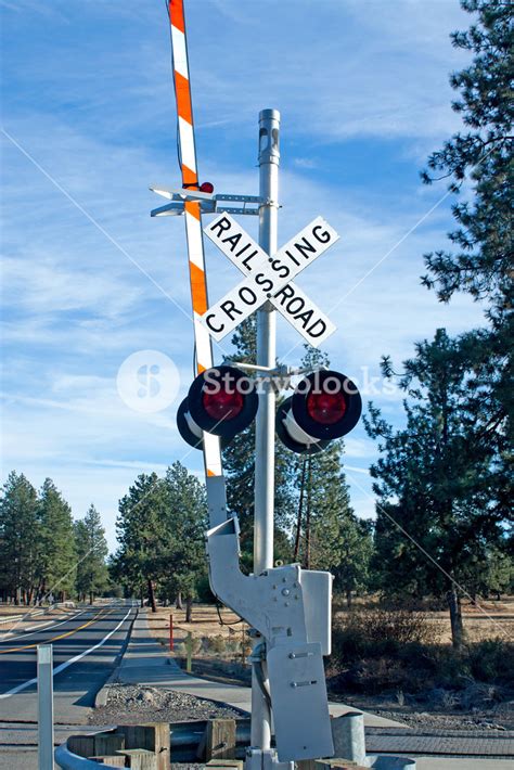 Railroad Crossing Signal Gate Royalty-Free Stock Image - Storyblocks