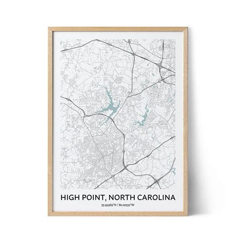 High Point Map Poster - Your City Map Art - Positive Prints