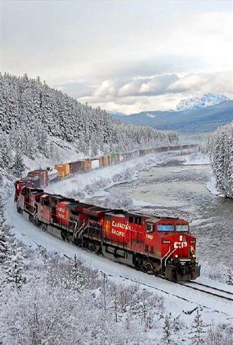 A hard working CPR freight train on a winter's day in the Canadian ...