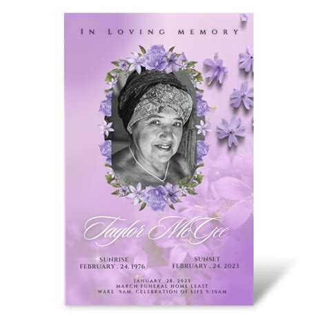 5.5″x8.5″ BOOKLET Memorial program (4 pages)| PURPLE Style Funeral Program – Epic Art Designs