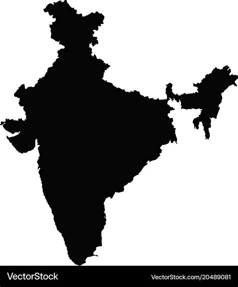 India map silhouette in black on a white Vector Image