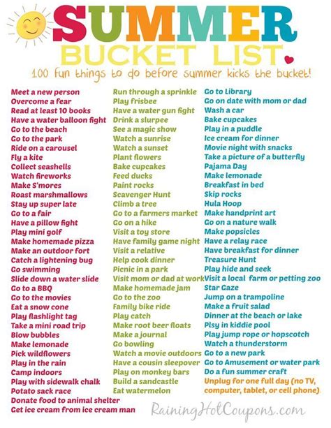 100 Fun Things To Do This Summer (Printable Bucket List!) Summer ...